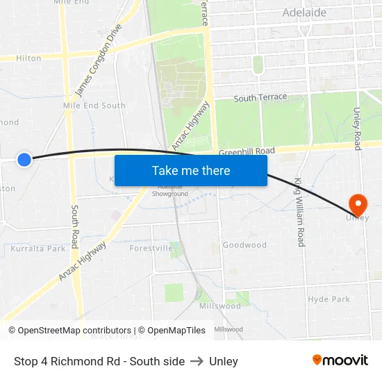 Stop 4 Richmond Rd - South side to Unley map