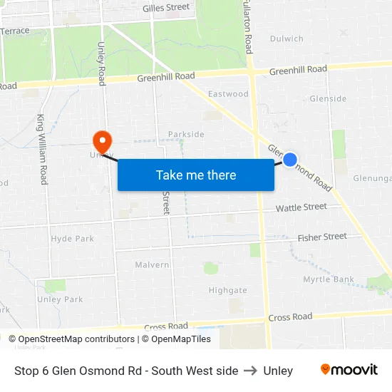 Stop 6 Glen Osmond Rd - South West side to Unley map
