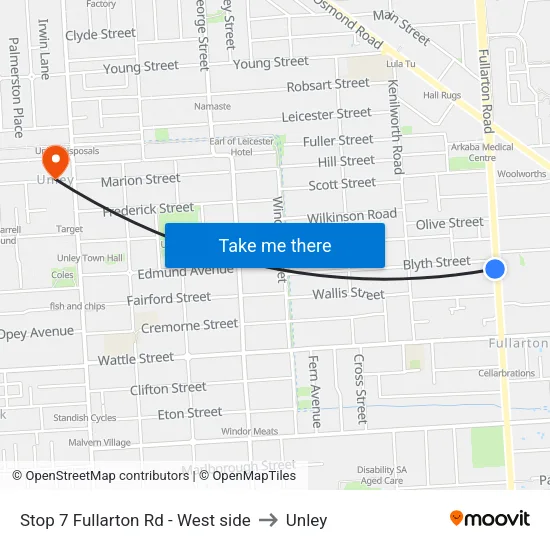 Stop 7 Fullarton Rd - West side to Unley map