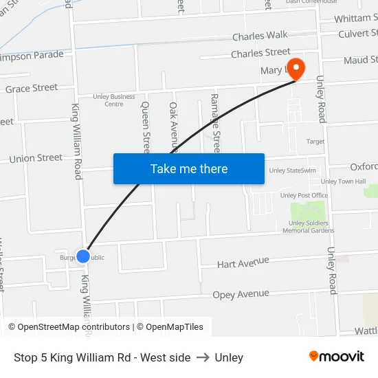 Stop 5 King William Rd - West side to Unley map