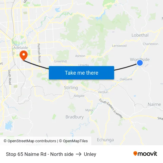 Stop 65 Nairne Rd - North side to Unley map