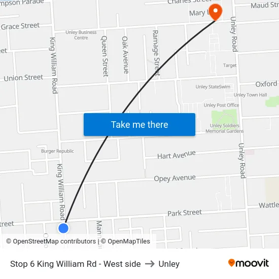 Stop 6 King William Rd - West side to Unley map
