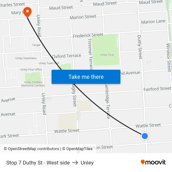 Stop 7 Duthy St - West side to Unley map