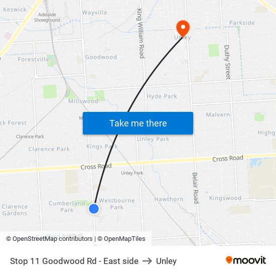 Stop 11 Goodwood Rd - East side to Unley map