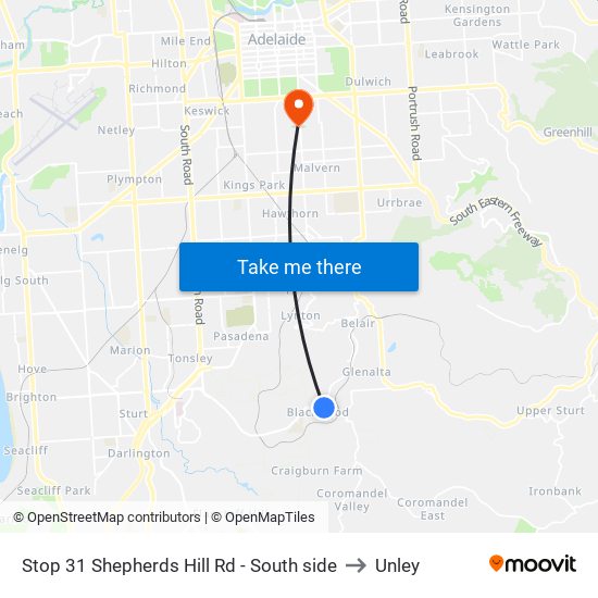 Stop 31 Shepherds Hill Rd - South side to Unley map