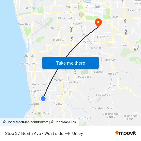 Stop 37 Neath Ave - West side to Unley map
