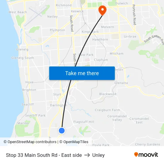 Stop 33 Main South Rd - East side to Unley map