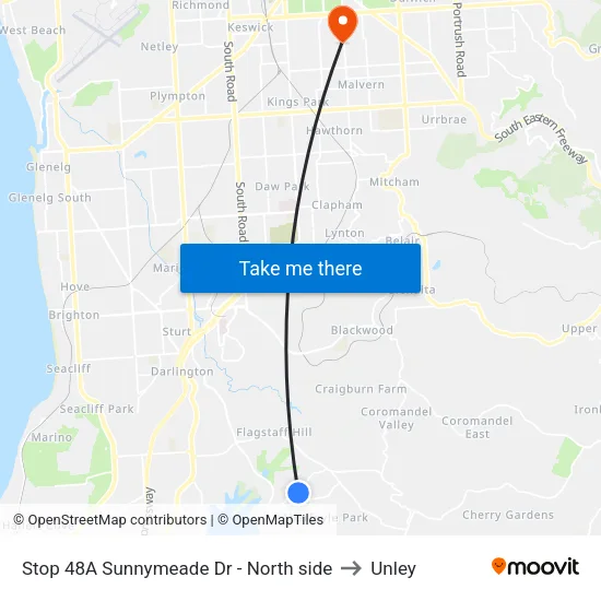 Stop 48A Sunnymeade Dr - North side to Unley map