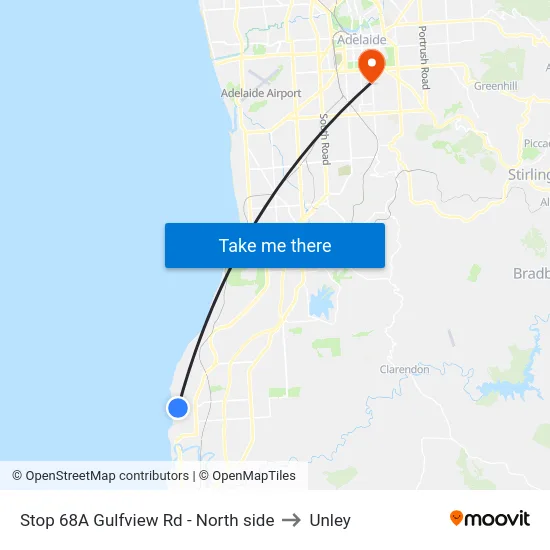 Stop 68A Gulfview Rd - North side to Unley map