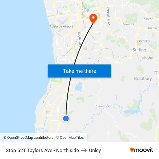 Stop 52T Taylors Ave - North side to Unley map