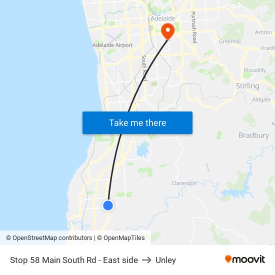 Stop 58 Main South Rd - East side to Unley map