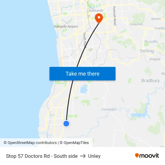 Stop 57 Doctors Rd - South side to Unley map