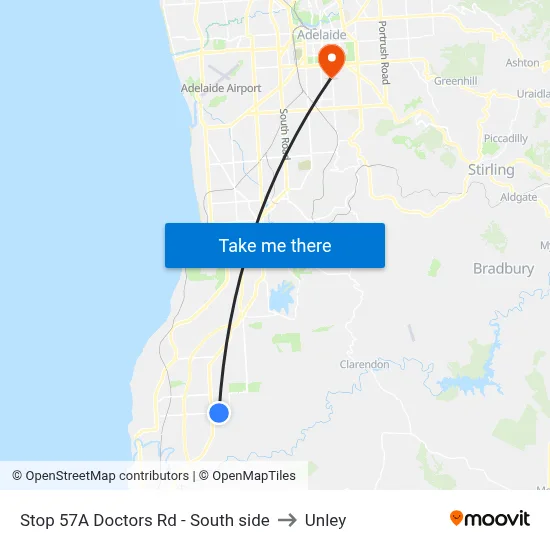 Stop 57A Doctors Rd - South side to Unley map