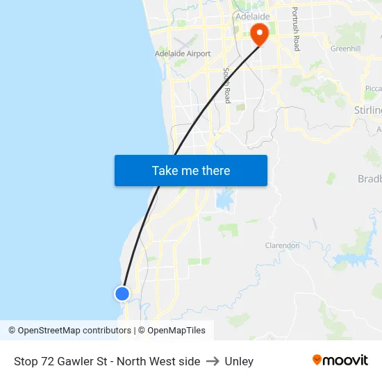Stop 72 Gawler St - North West side to Unley map