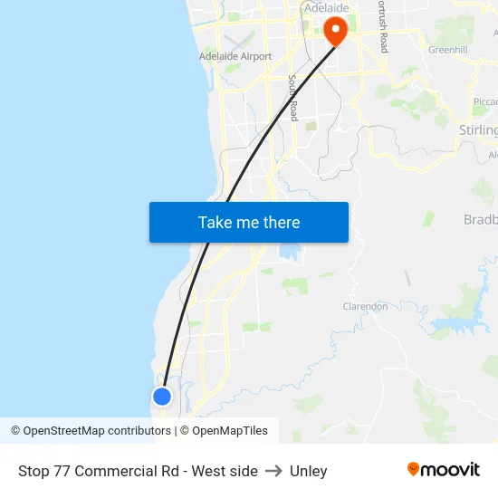 Stop 77 Commercial Rd - West side to Unley map