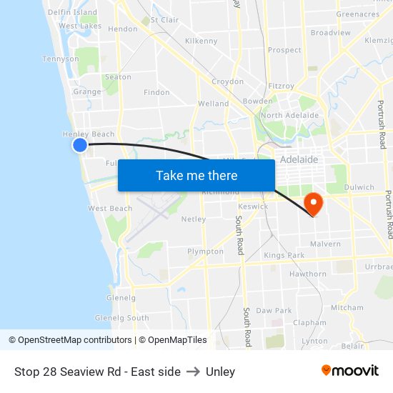 Stop 28 Seaview Rd - East side to Unley map