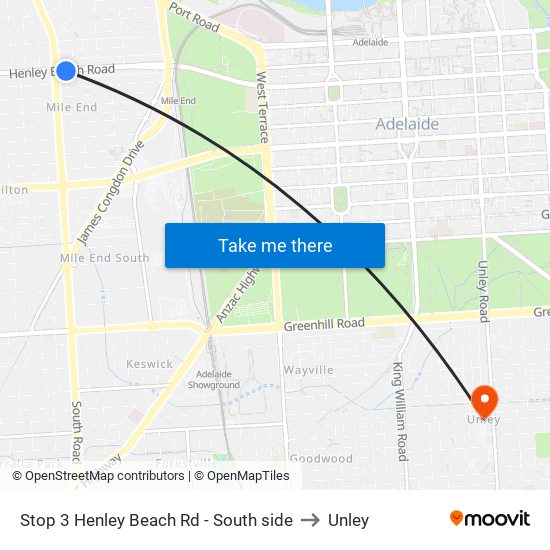 Stop 3 Henley Beach Rd - South side to Unley map