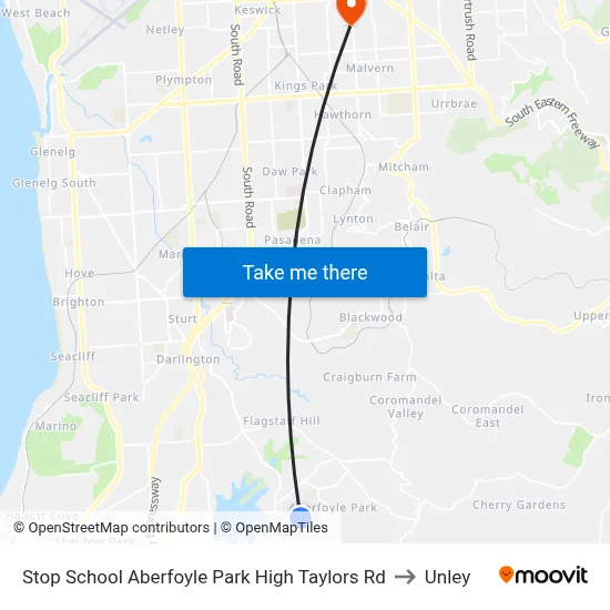 Stop School Aberfoyle Park High Taylors Rd to Unley map