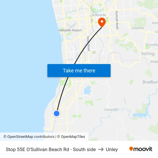 Stop 55E O'Sullivan Beach Rd - South side to Unley map