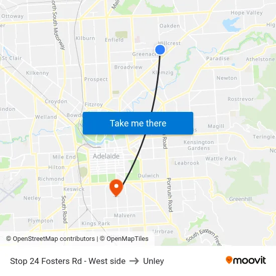 Stop 24 Fosters Rd - West side to Unley map