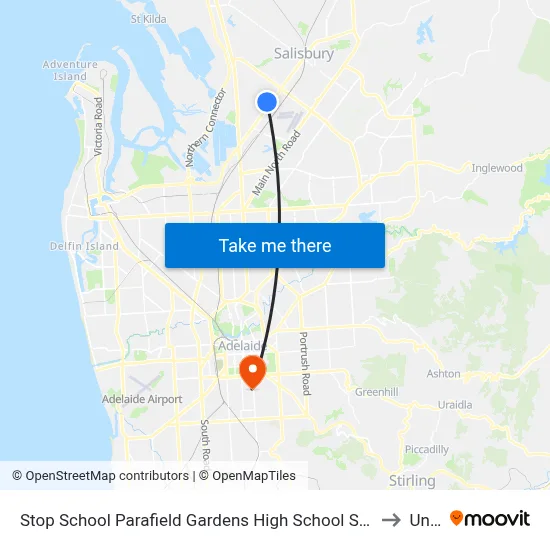 Stop School Parafield Gardens High School Shepherdson Rd to Unley map