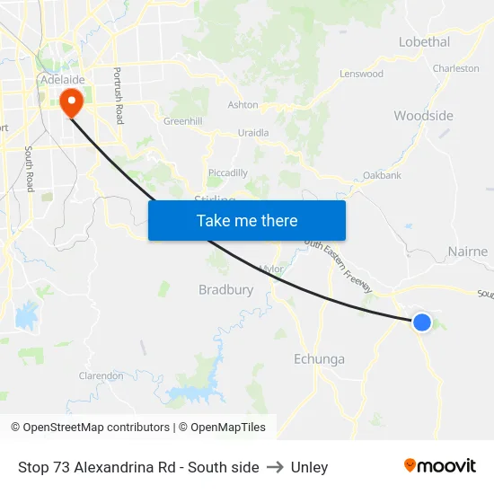 Stop 73 Alexandrina Rd - South side to Unley map