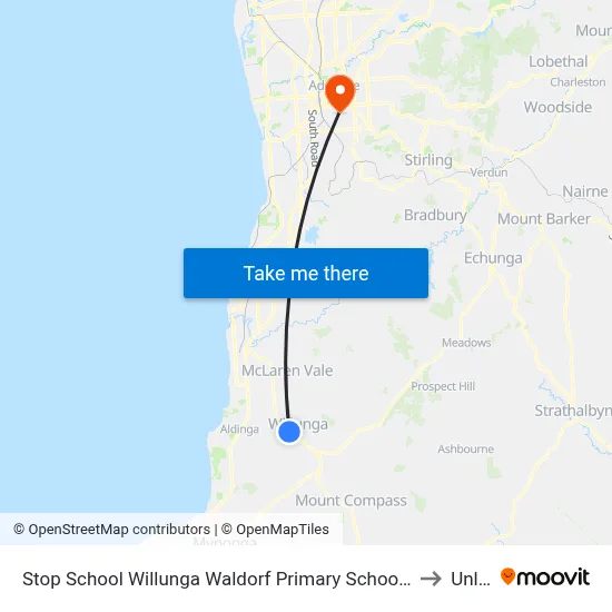 Stop School Willunga Waldorf Primary School Jay Dr to Unley map