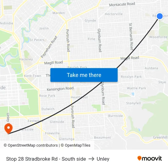 Stop 28 Stradbroke Rd - South side to Unley map