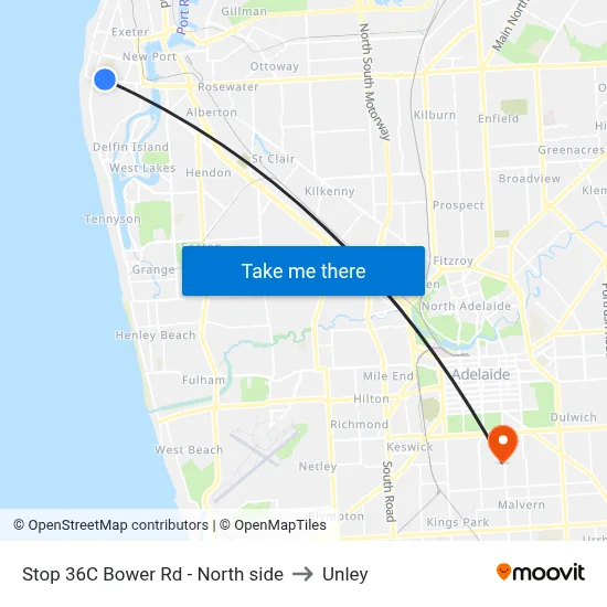 Stop 36C Bower Rd - North side to Unley map