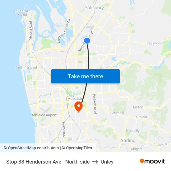 Stop 38 Henderson Ave - North side to Unley map