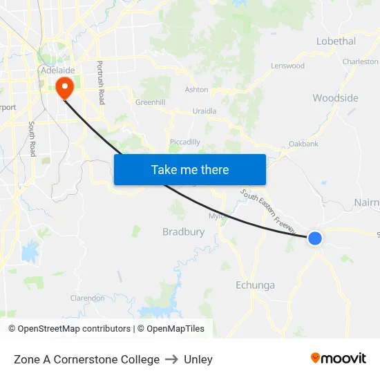 Zone A Cornerstone College to Unley map