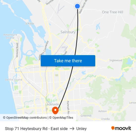 Stop 71 Heytesbury Rd - East side to Unley map