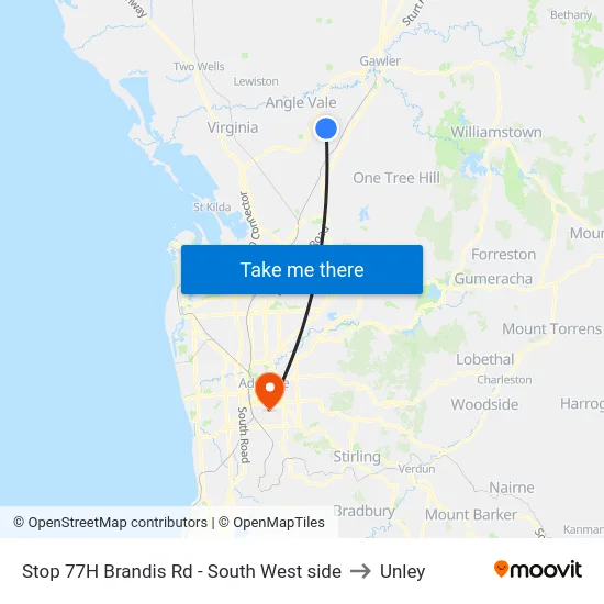 Stop 77H Brandis Rd - South West side to Unley map
