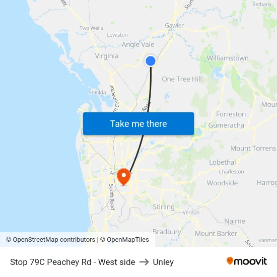 Stop 79C Peachey Rd - West side to Unley map