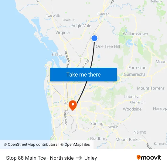 Stop 88 Main Tce - North side to Unley map