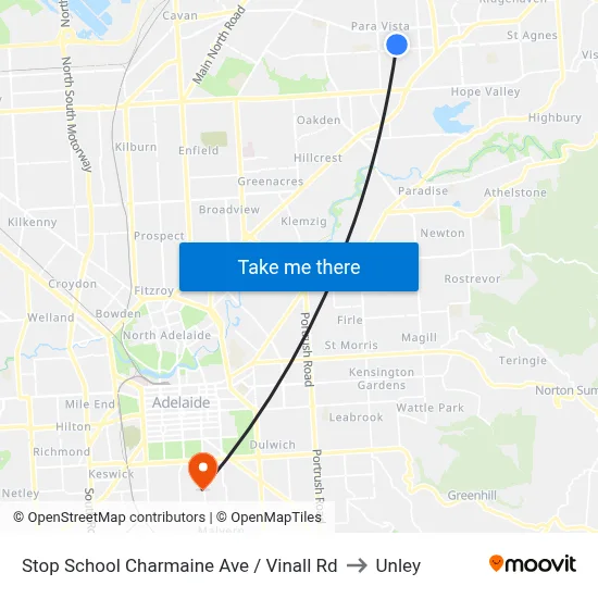 Stop School Charmaine Ave / Vinall Rd to Unley map