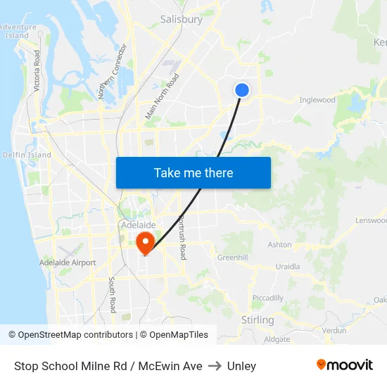 Stop School Milne Rd / McEwin Ave to Unley map