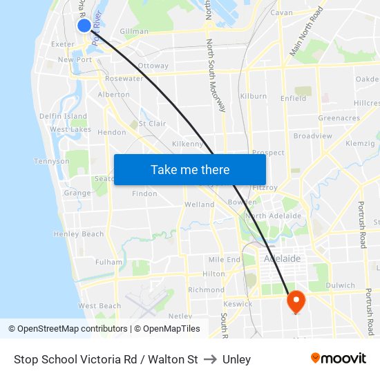 Stop School Victoria Rd / Walton St to Unley map