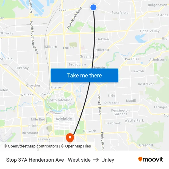 Stop 37A Henderson Ave - West side to Unley map