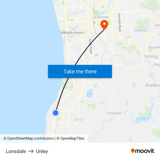 Lonsdale to Unley map