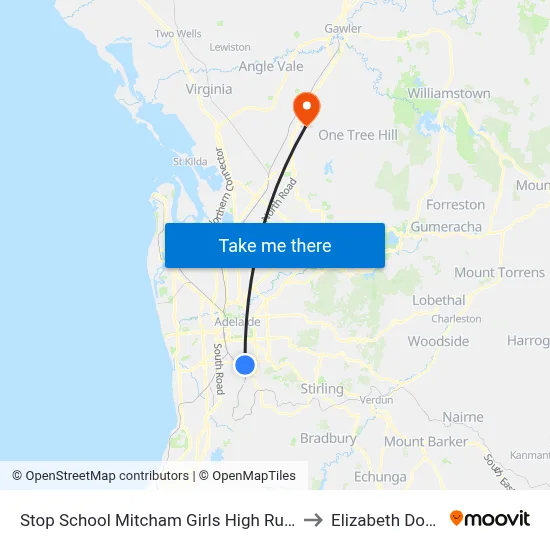 Stop School Mitcham Girls High Rugby St to Elizabeth Downs map