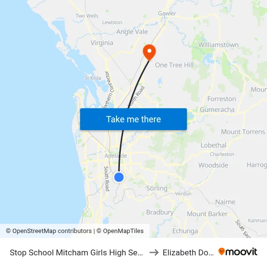 Stop School Mitcham Girls High Seafield Av to Elizabeth Downs map