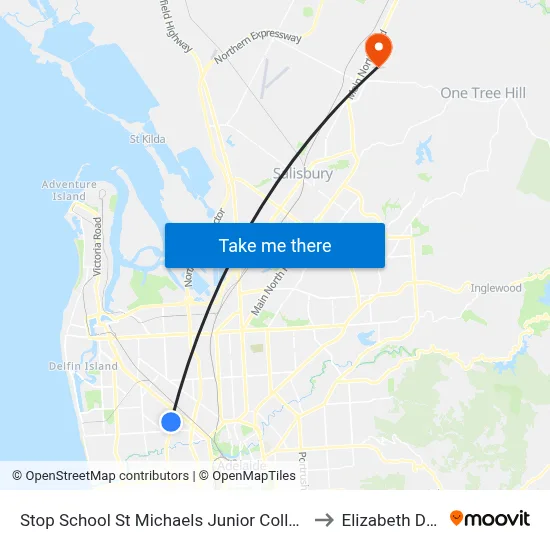 Stop School St Michaels Junior College East Av to Elizabeth Downs map