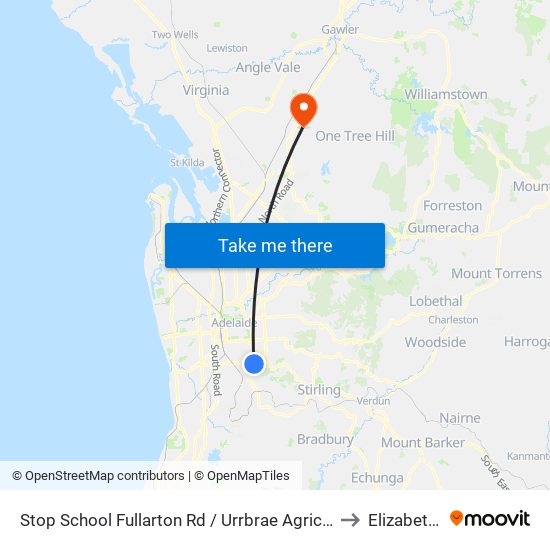 Stop School Fullarton Rd / Urrbrae Agricultural High School - West side to Elizabeth Downs map