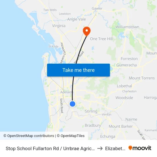 Stop School Fullarton Rd / Urrbrae Agricultural High School - West side to Elizabeth Downs map
