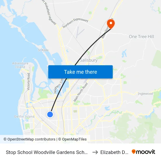 Stop School Woodville Gardens School Ridley Gr to Elizabeth Downs map