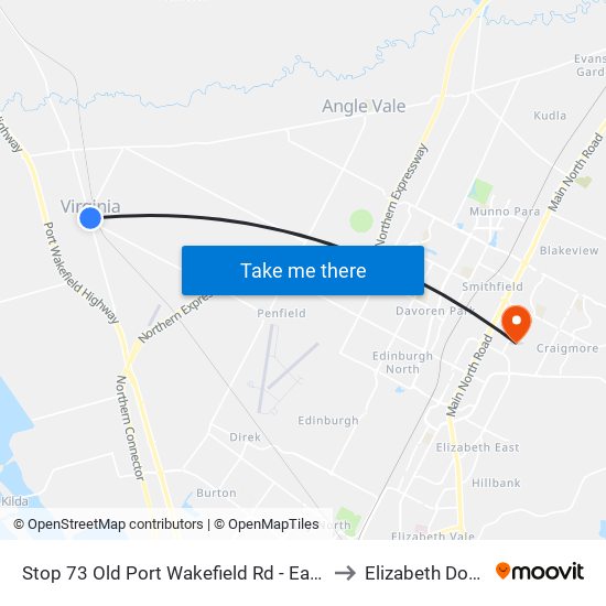 Stop 73 Old Port Wakefield Rd - East side to Elizabeth Downs map