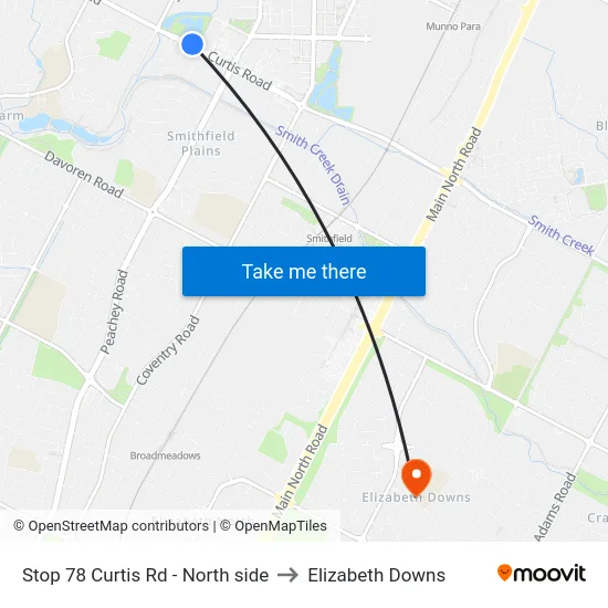 Stop 78 Curtis Rd - North side to Elizabeth Downs map