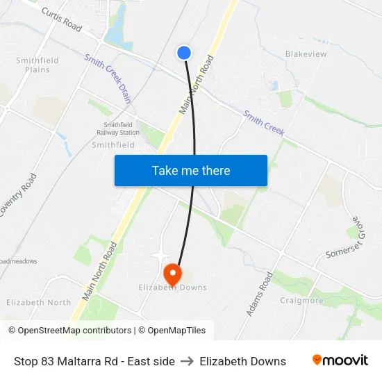 Stop 83 Maltarra Rd - East side to Elizabeth Downs map