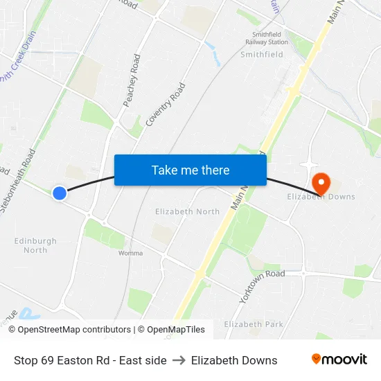 Stop 69 Easton Rd - East side to Elizabeth Downs map